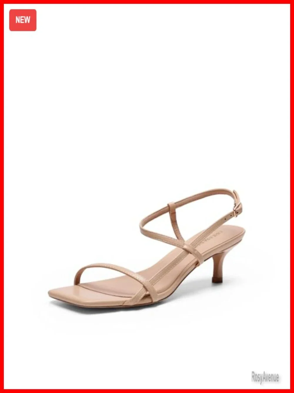Low Kitten Heels Square Open Toe Ankle Strap Party Wedding Sandals with Quiet